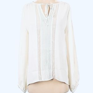 WHITE HOUSE BLACK MARKET 🥼 Ivory Semi-Sheer Long Sleeve Blouse